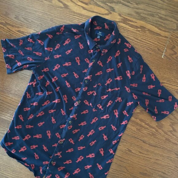 Lobster All Over Print Knit Button Down Shirt Size Medium Beach Ocean Vacation - Picture 5 of 12